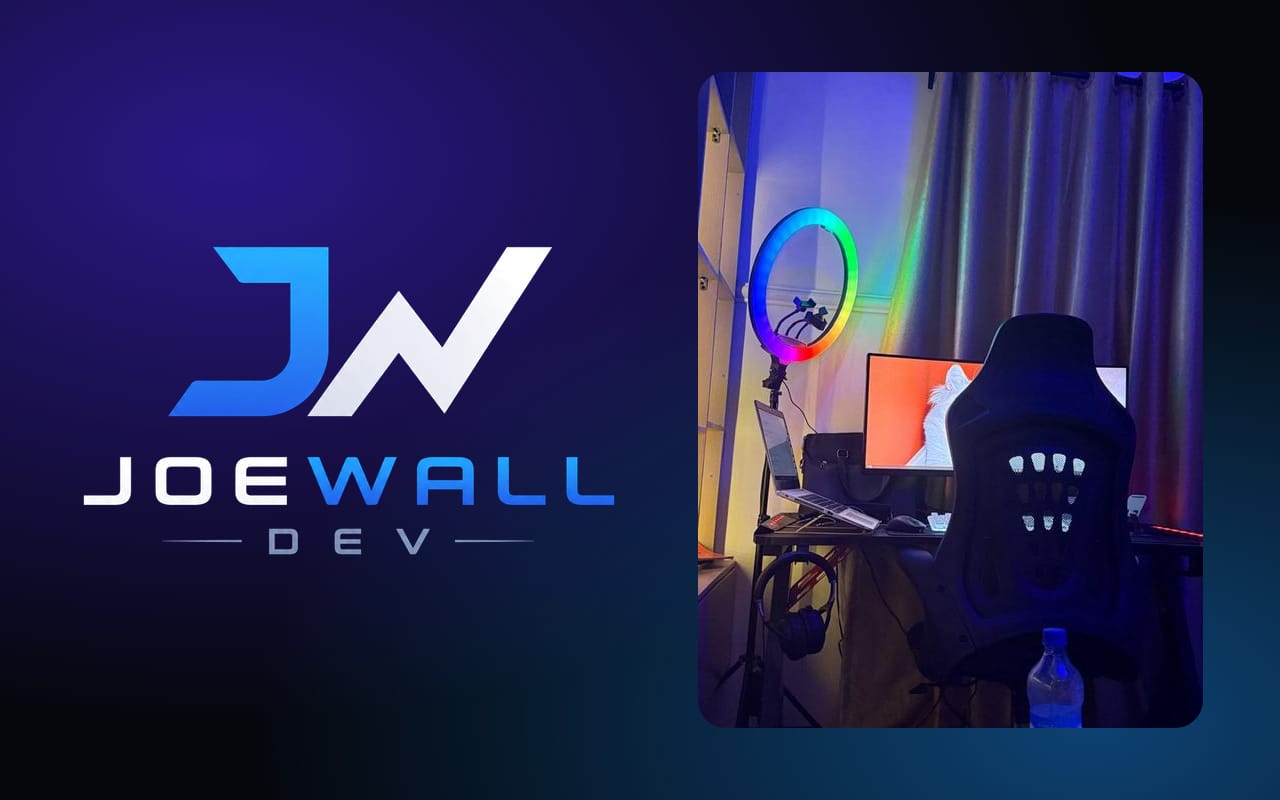JOEWALL DEV portfolio cover: the JOEWALL DEV logo beside a photo of the JOEWALL DEV workspace